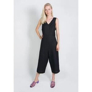 WRAY Black Acacia Croped Leg Jumpsuit Linen/viscose Womens Size S